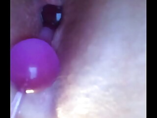 Blasting water up my ass and playing with my anal beads