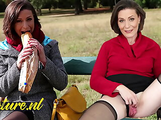 French Mummy Eats Her Lunch Outside Before Leaving With a Stranger & Getting Ass Fucked