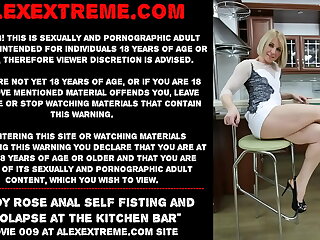 Sindy Rose anal self fisting and ass inside-out at the kitchen bar